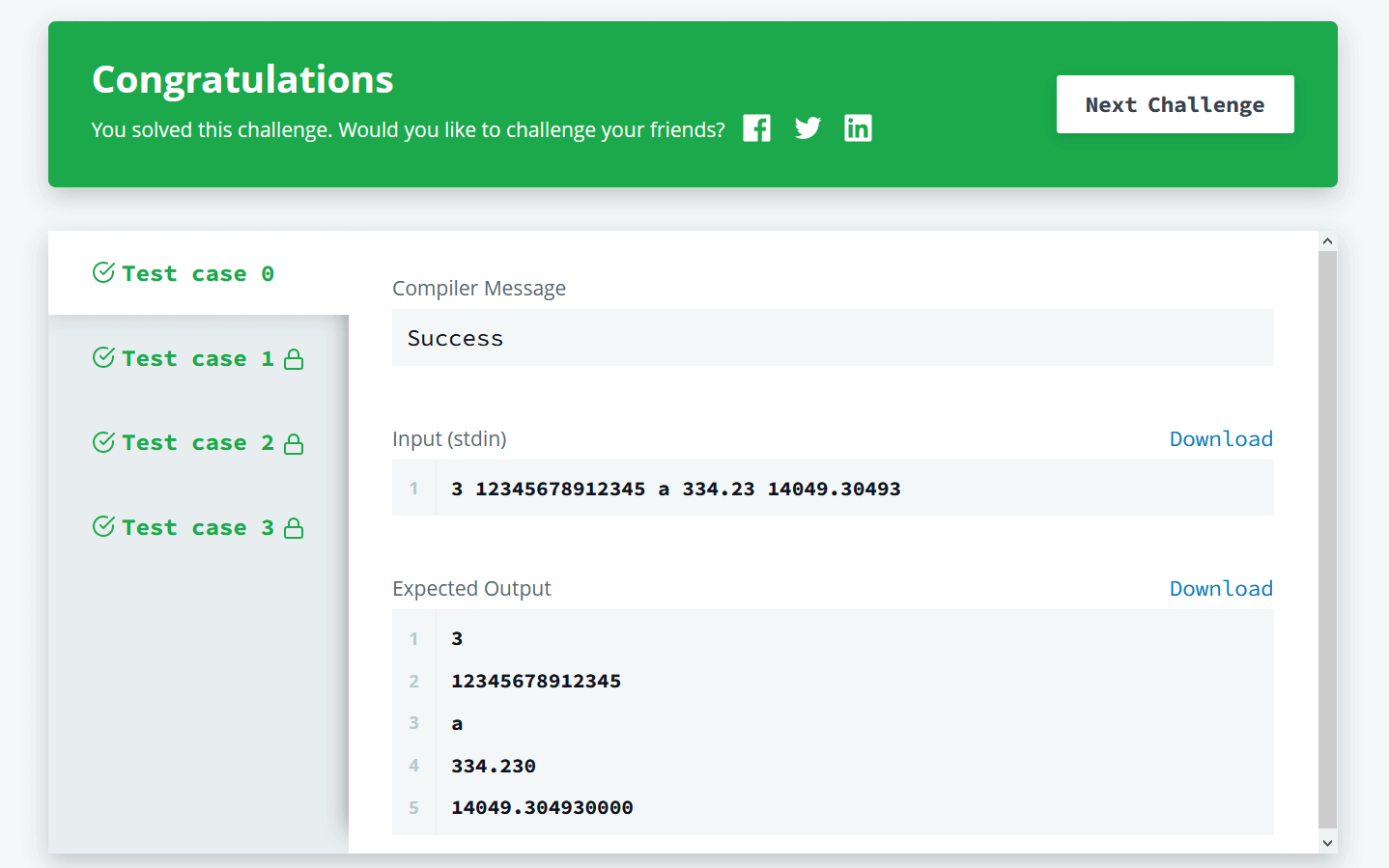 Basic Data Types in C++ Hackerrank Solution