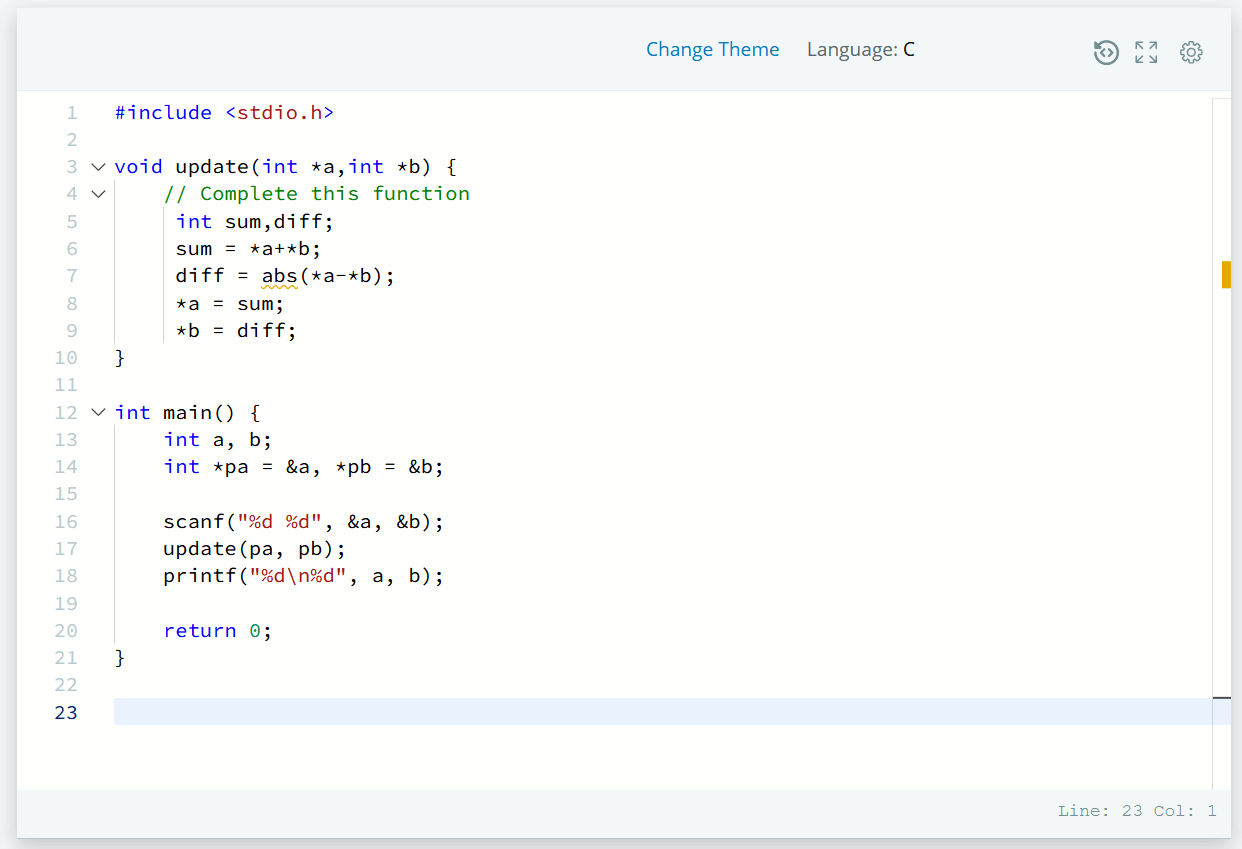 Pointers in C HackerRank Solution